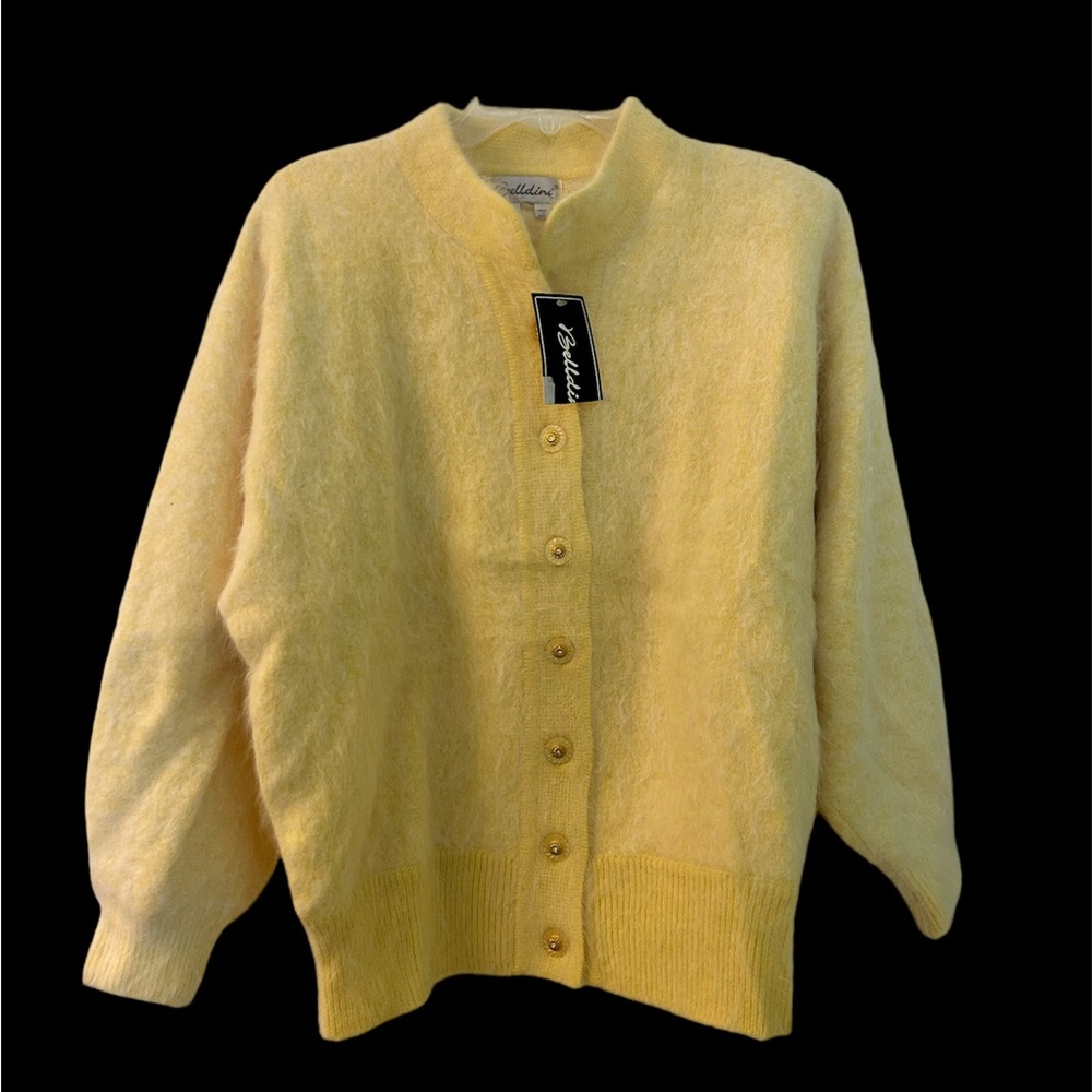 Vintage Bellini angora rabbit hair fully lined button up sweater
